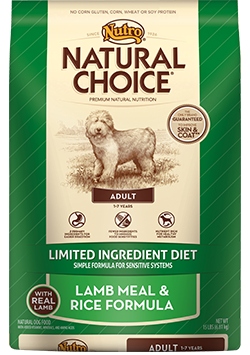 Nutro - Natural Choice
Limited Ingredient Lamb Meal & Rice Formula