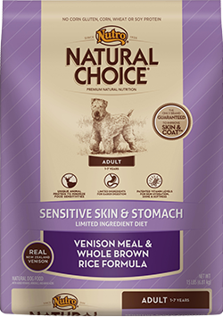 Nutro - Natural Choice
Sensitive Skin & Stomach Venison Meal & Brown Rice Formula
