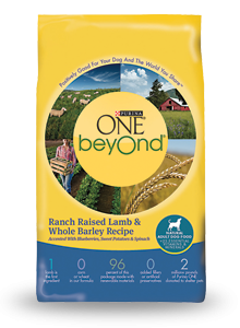 Purina One
beyOnd Ranch Raised Lamb & Whole Barley Recipe